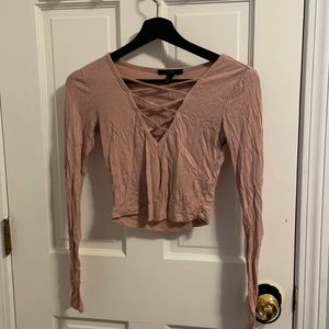 Long sleeve v neck crop top
